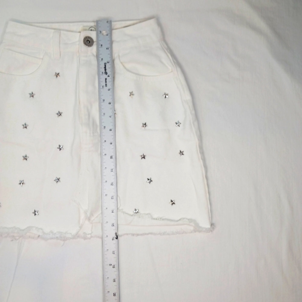 Cotton On Western  Mini Skirt w/ Star Details – Frayed Hem & Front Slit sz 2 - Picture 5 of 7